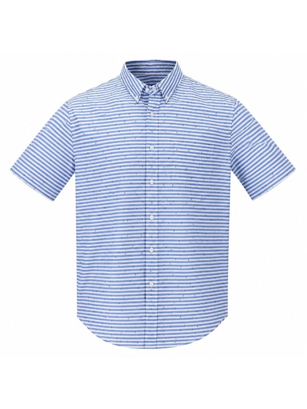 Jackthreads Mens Blue & White Striped Short Sleeve Button-Up Shirt With Anchor P